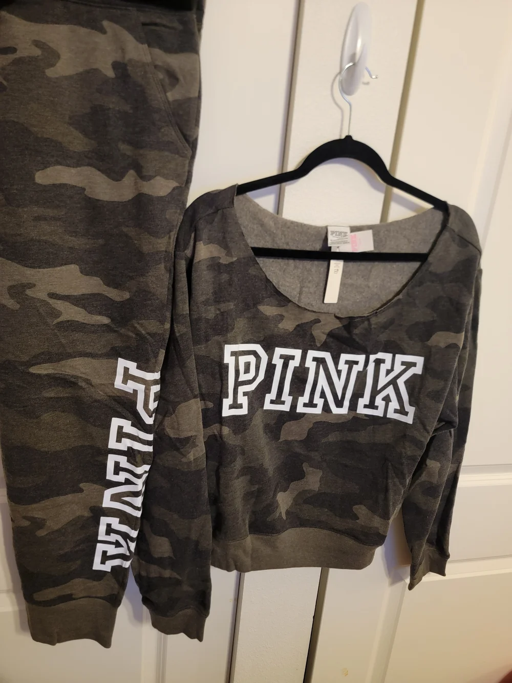 PINK Victoria's Secret Camouflage Pullover Sweatshirt and Joggers - Picture 1 of 5